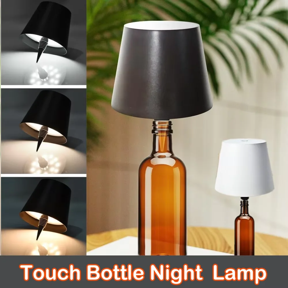 Wireless Table Lamp LED Wine Bottle Base Rechargeable Vases Light Touch Switch Bar Dining Lamp JJ3866