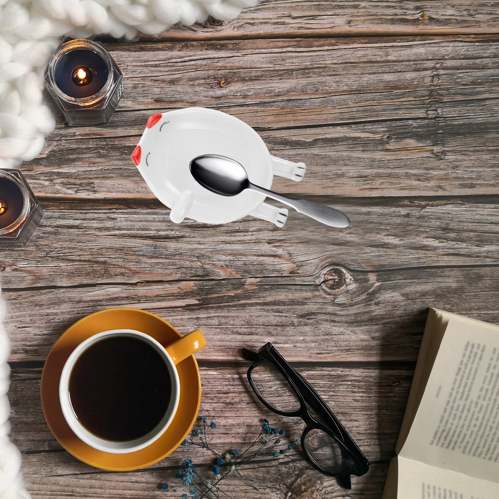 

Creative Ceramic Cat Chopstick and Spoon Holder Kitchen Counter Organizer Neat Table Setting Decorative Utensil Rest Stand