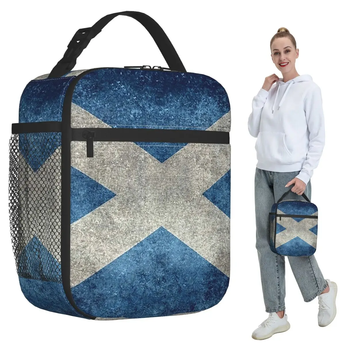 Flag Of Scotland - Grungy Vintage Version Insulated Lunch Bag for Kids School Cooler Thermal Food Box Tote Lunch Boxes Container