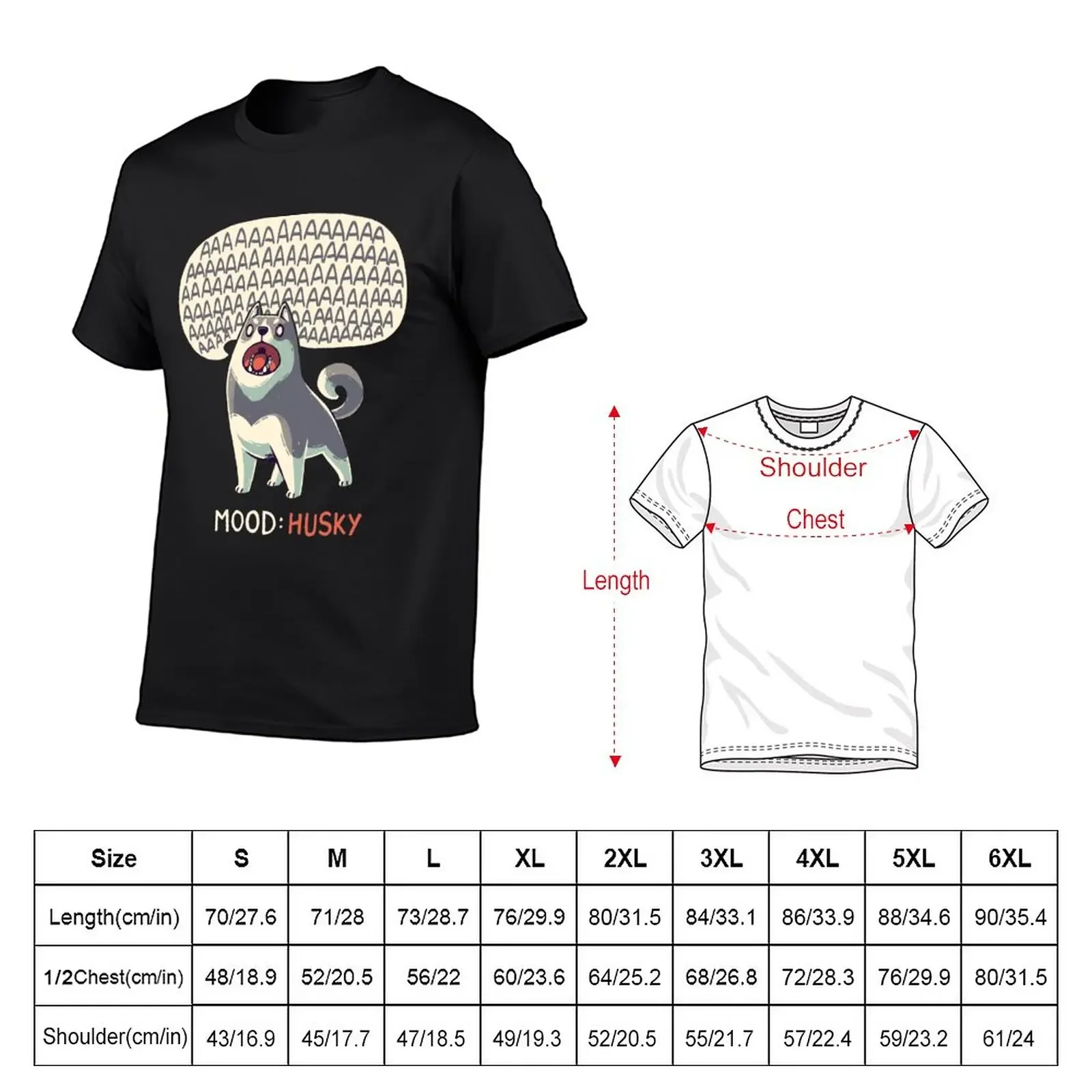 Mood: Husky // Funny Dog, Howling, Siberian T-Shirt quick drying Short sleeve tee funnys workout shirts for men