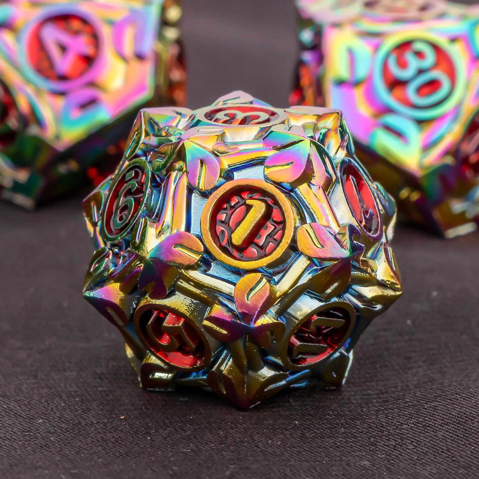 7 قطعة أوراق فاينز الطبيعية DND مجموعة نرد معدنية D & D ، الزنزانة والتنين آر بي جي لعب الأدوار النرد ، نرد متعدد السطوح D4 D6 D8 D10 D12 D20 #5