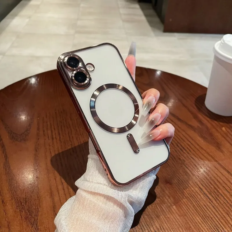 حافظة مغناطيسية شفافة لهاتف آيفون 17 16 15 14 برو ماكس بلس حماية العدسة لغطاء حافظة شحن لاسلكية Magsafe