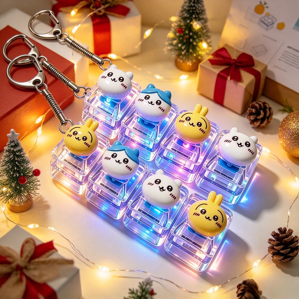 IN STOCK 4 Key Chiikawa LED Keyboard Keychain Fidget Toys 26-Key Fidget Keychain Stress Relief Keyboard Keychain Fidget Toy Gift