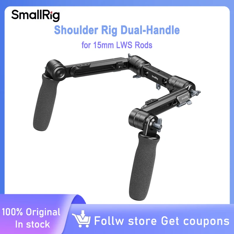 SmallRig Shoulder Rig Dual-Handle System for 15mm LWS Rods 1/4"-20 Locating Holes For Monitors,DSLR Cameras/Camcorder -5205