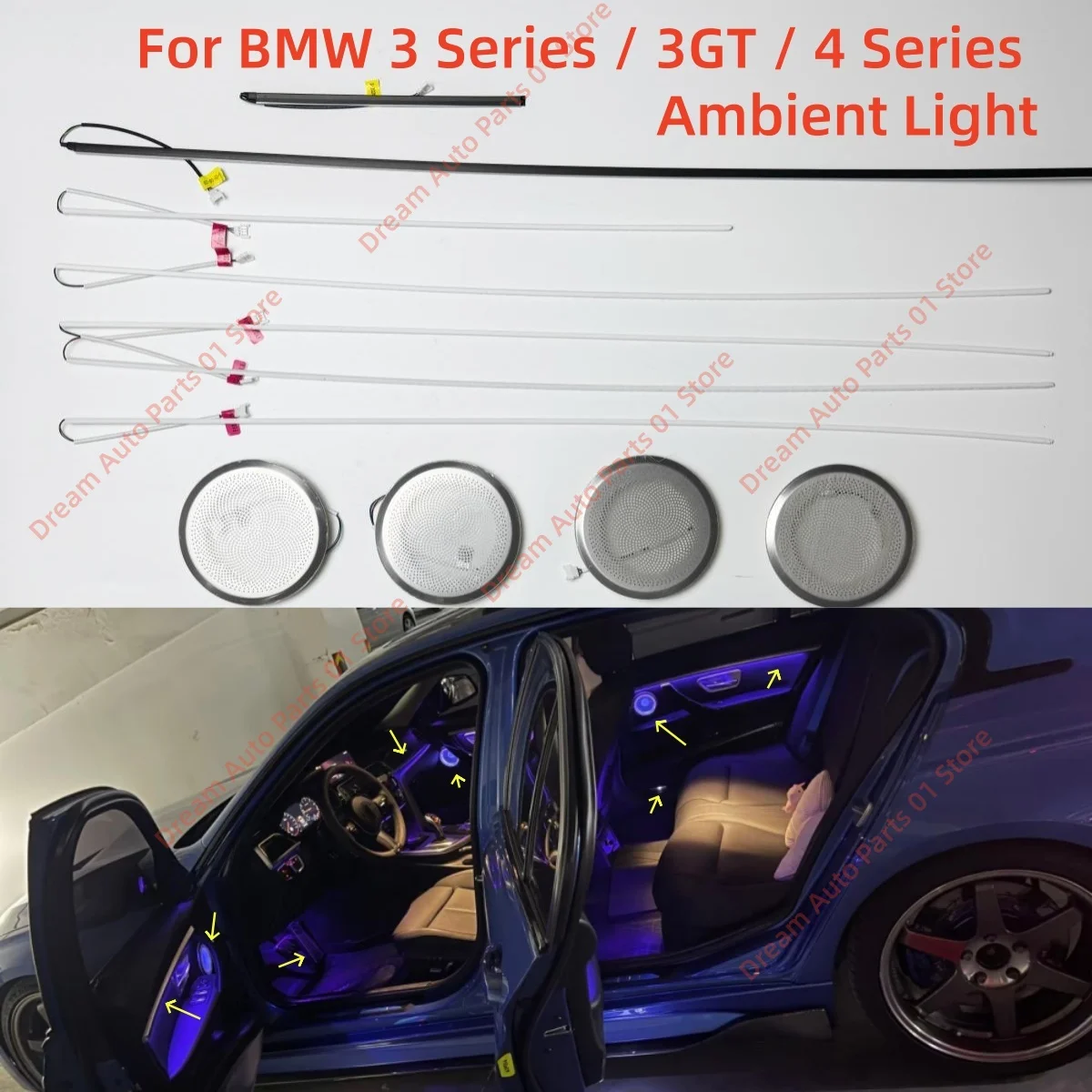Car Decoration Bar For BMW 3 Series  4 Series 3GT F30 F31 F32 Auto Interior Lighting Upgrade Luminous alto cover plate Auto pars