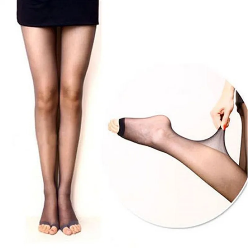 Stockings Black New Women Fashion Open Toe Sexy Sheer One Size Ultra-Thin Slim Stretch Pantyhose Tight Seamless Mujer Stocking