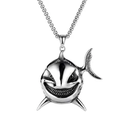 Fashion Fierce Shark Pendant Necklace Charm Men's Necklace Metal Rock Accessories Gift Hip Hop Punk Jewelry Wholesale