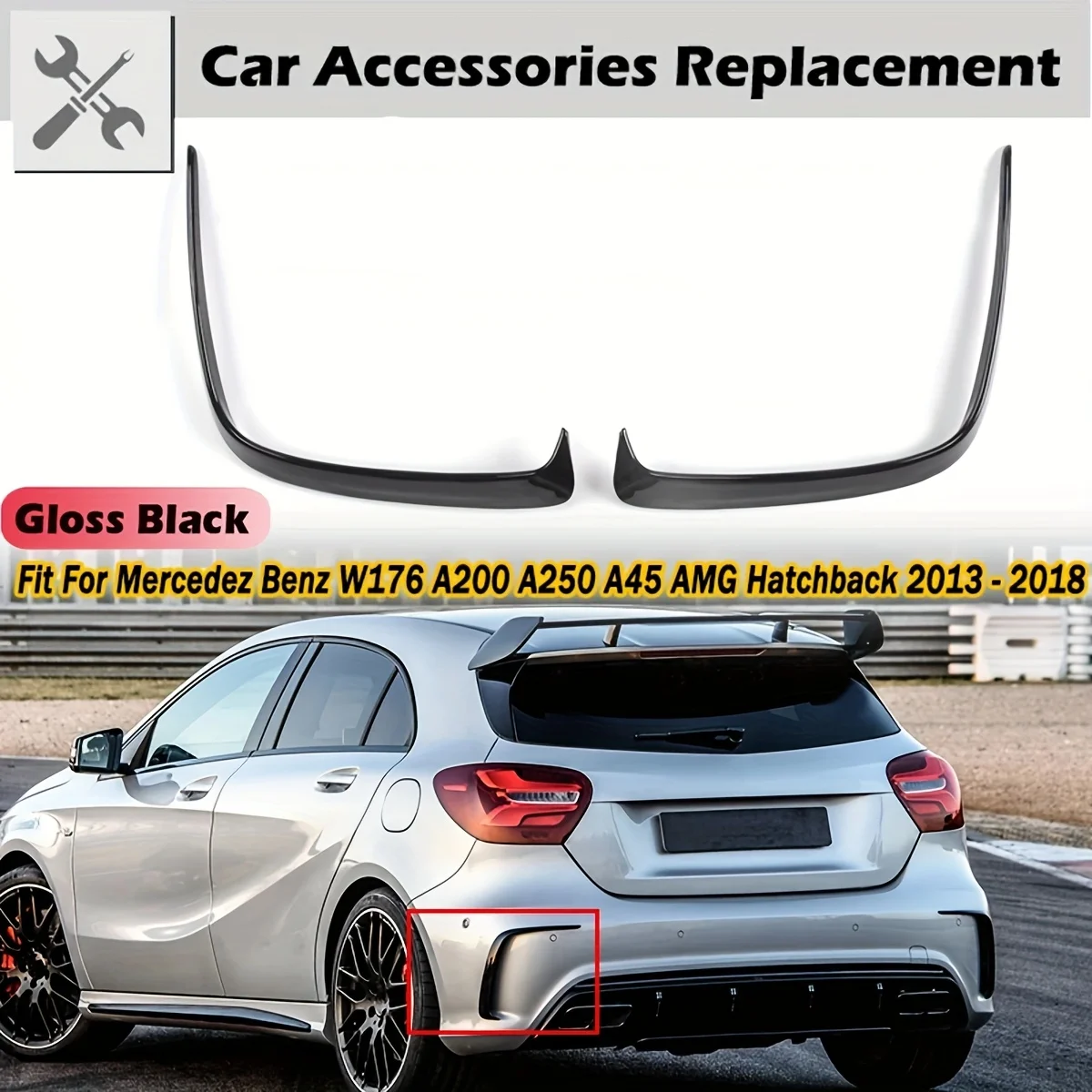 Auto Heckstoßstange Trim Lip Spoiler Für Mercedes-Benz A-Klasse W176 A180 A200 A250 A45 AMG 2013-2018 Kotflügel Canard Aufkleber Spoiler