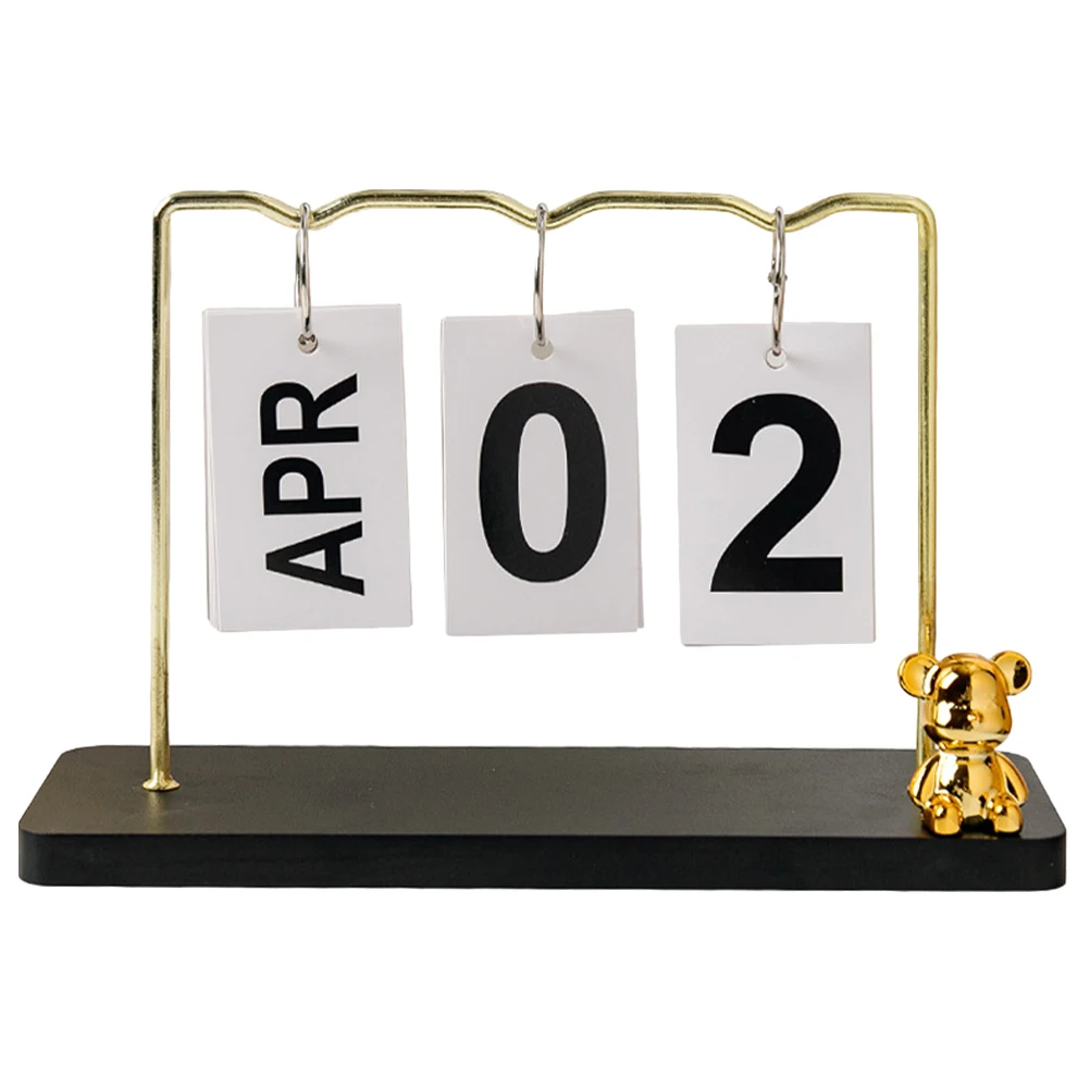 

Metal Calendar Ornaments Desktop Home Decor Daily Flip for Living Room and Accessories Office Organizer