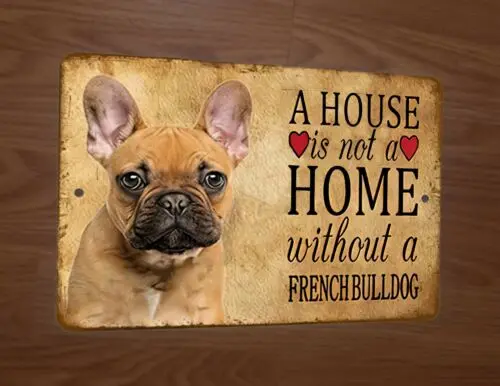 A House is not a Home without a French Bulldog 8x12 Metal Wall Sign