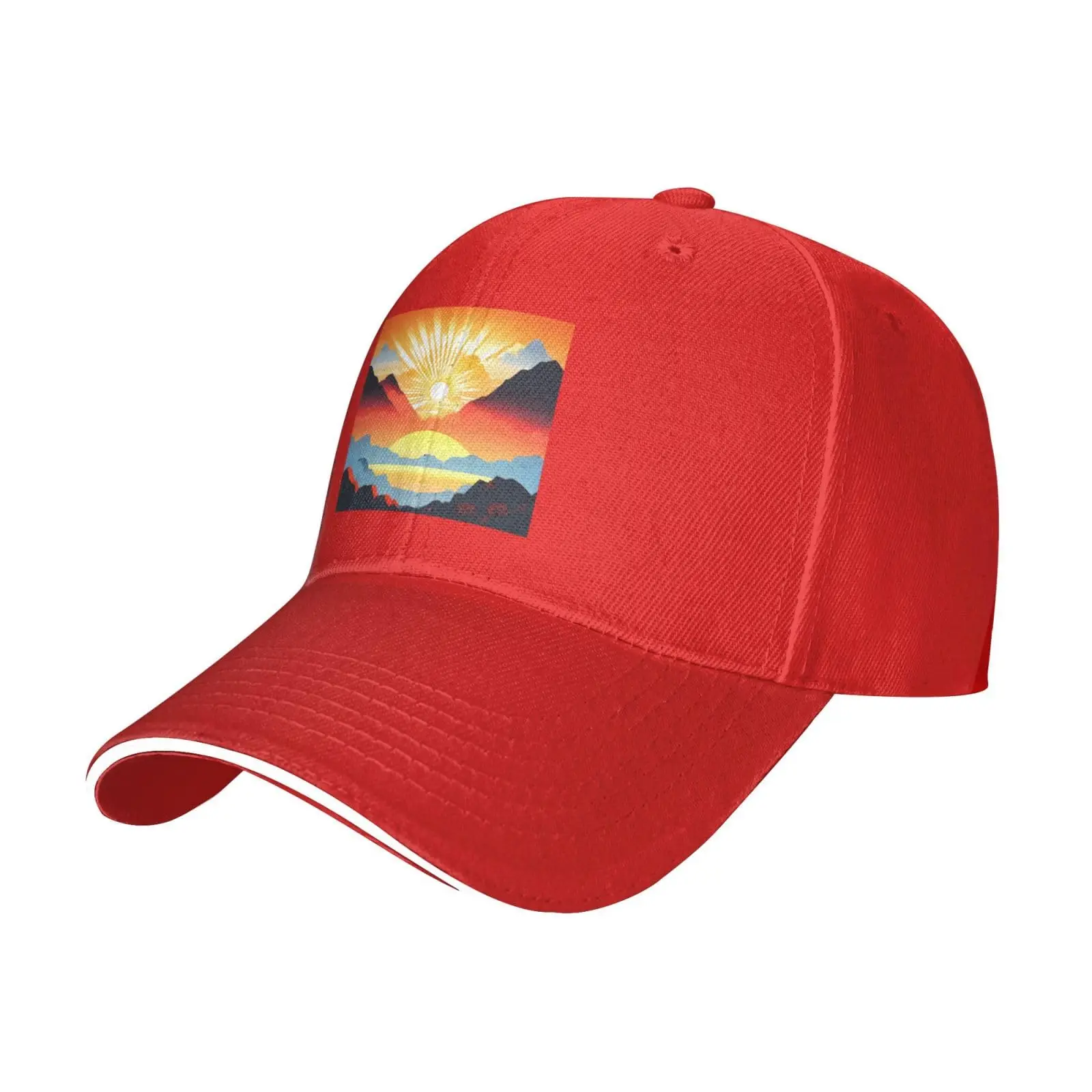 Bright Sunrise Prints Casual General Baseball Cap Breathable Outdoor Sports Hat Fishing Sunshade Hat For Beach Vacation