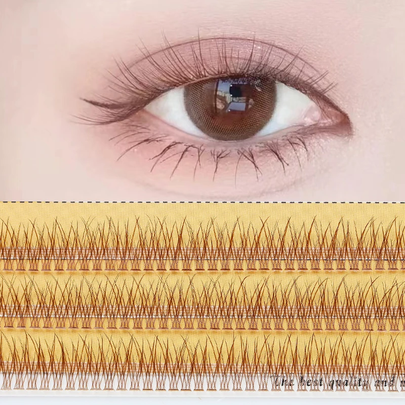 Grafting World Natural Simulation Super Soft Fairy Single Cluster Hair Brown Segmented Caramel Fish Tail False Eyelashes