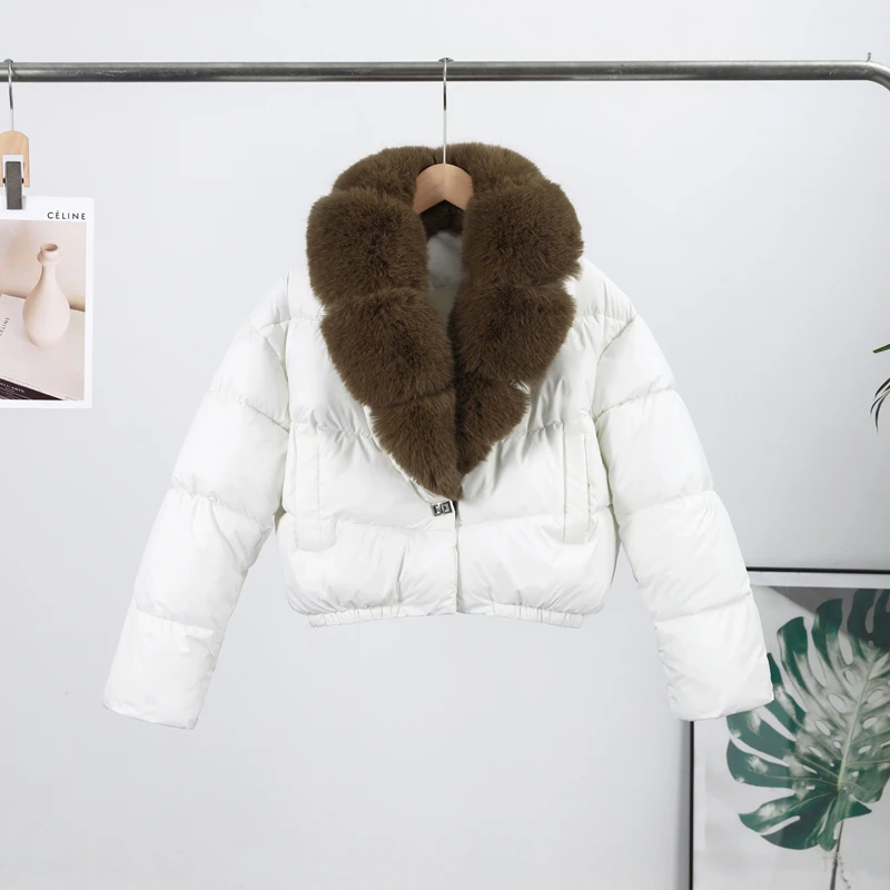 Warm Fur Collar Cotton Coats Women's Green Lapel Zipper Full Sleeve Padded Jacket Overcoat 2026 Winter New Lady Loose Streetwear