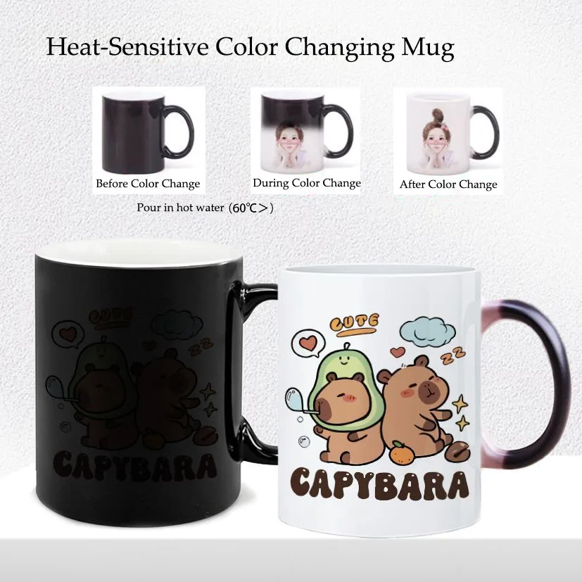 

2026 New Magic Color Changing Mug Heat Sensitive Coffee Cup Funny Bear ‘Paid Vacation’ Pattern Ceramic Mug for Gift Home Office