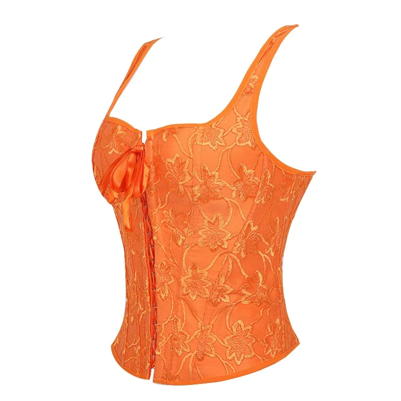 Gothic Lace Corset Bustier Sleeveless Square Neck Top Women Front Tie Waist Trainer Daily Club Body Shaper Multi Color Available