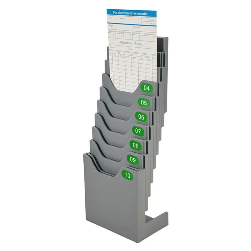 10-Position Attendance Card Holder Expand Time Card Stand-Up And Hanging Card Slot Attendance Card Holder