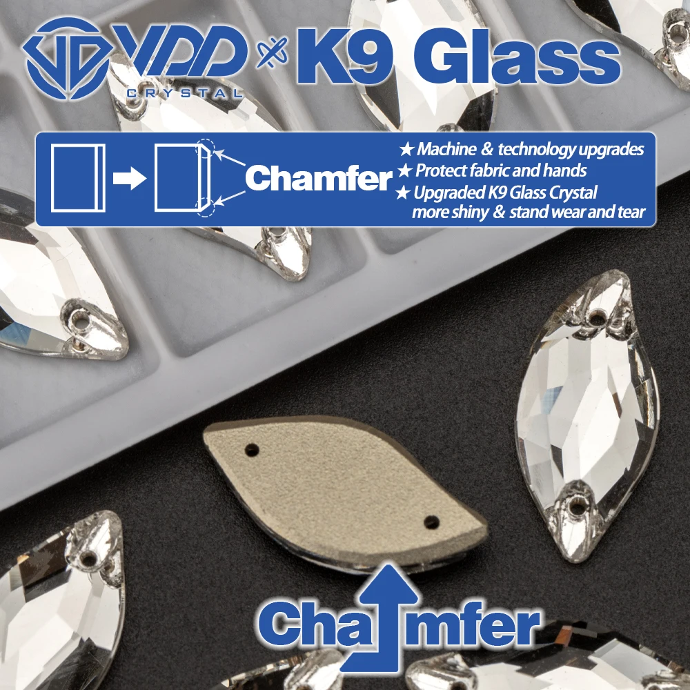 Foglia di VDD di alta qualità AAAAA K9 pietre di vetro Flatback Strass di cristallo cucire su Strass indumento cucito diamante per vestiti gioielli