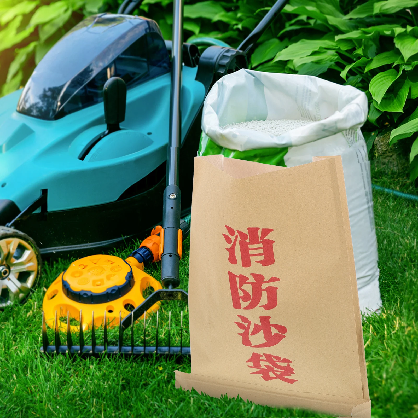 10 قطعة أكياس ورق الكرافت أكياس الرمل المركبة الثقيلة لتخزين الأسمدة الفيضانية الأرز الغذاء المنتجات الزراعية دائم #3