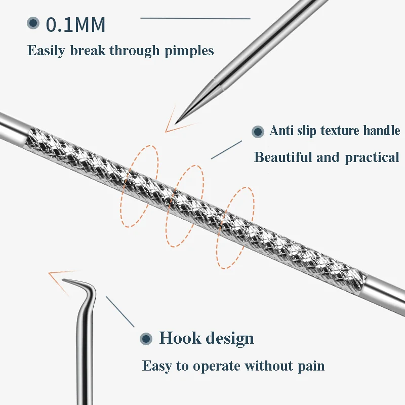 5PCS Rimozione di comedoni Estrattore di comedoni Pinzette curve Professionale In Acciaio Brufolo Acne Ago Kit di Strumenti per la rimozione delle imperfezioni