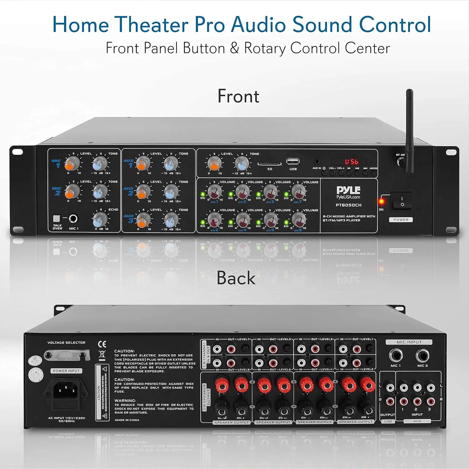 Channel Wireless Bluetooth Power Amplifier - 4000W Rack Mount Multi Zone