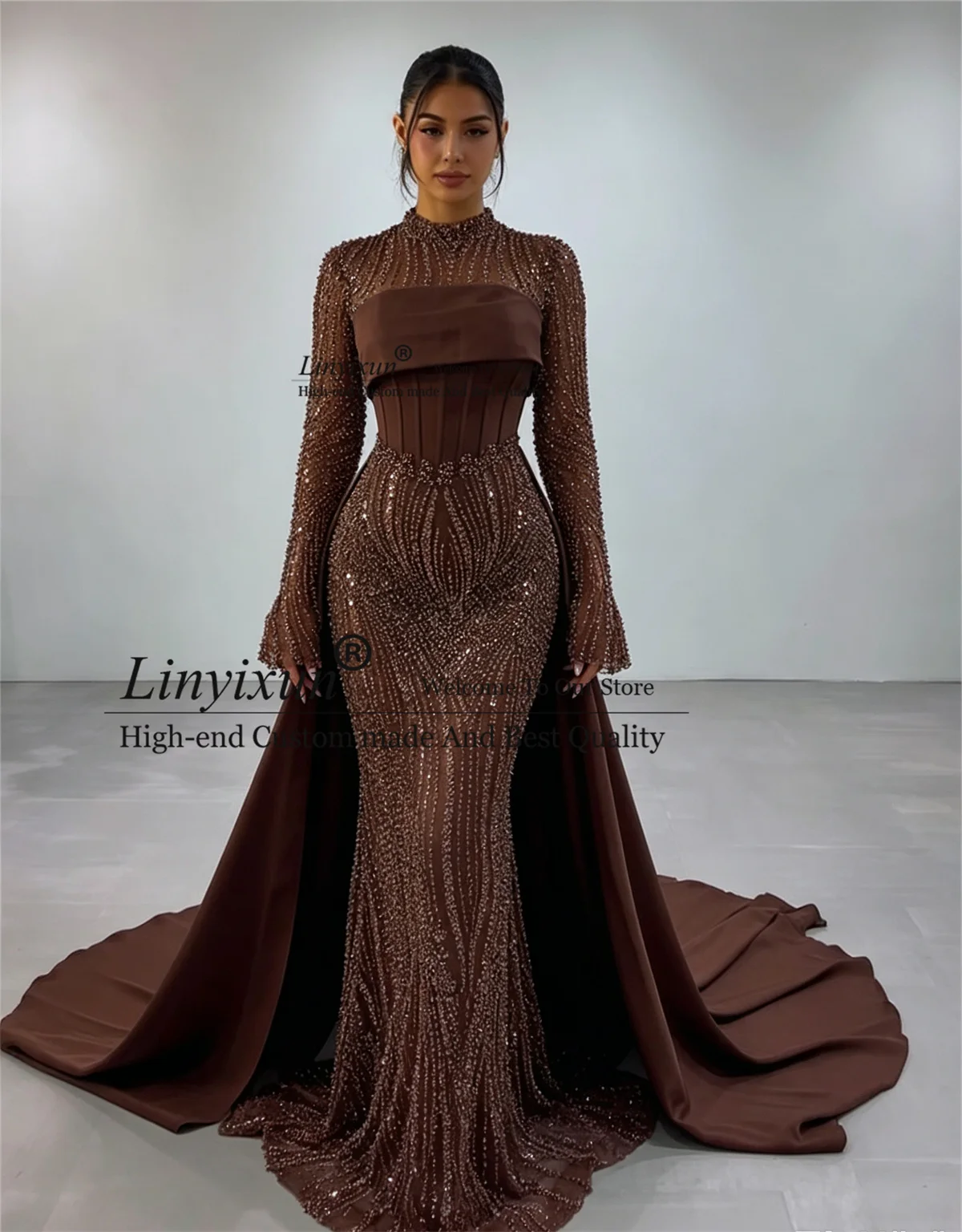 Maßgeschneidertes glitzerndes Abendkleid mit Diamantkristallen, Aso Ebi, Meerjungfrau-Stil, für Abendpartys, zweite Empfangsfeier, afrikanisches Dubai, langes Robe De Soiree