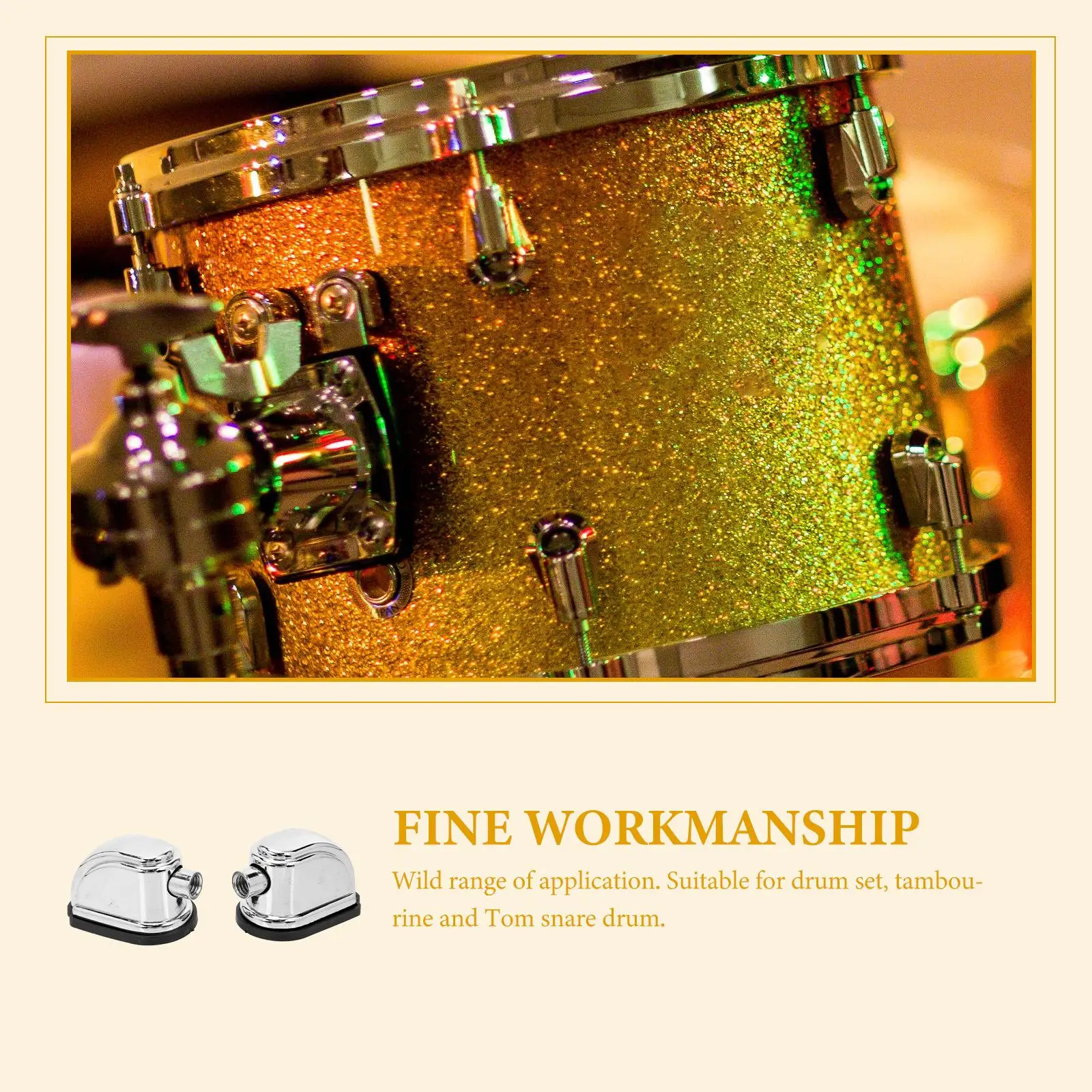 

2Pcs Snare Drum Ear Hook Lug Replacement Zinc Alloy Parts for Drum Set Tambourine Tom Smooth Long Use Accessories Instrument