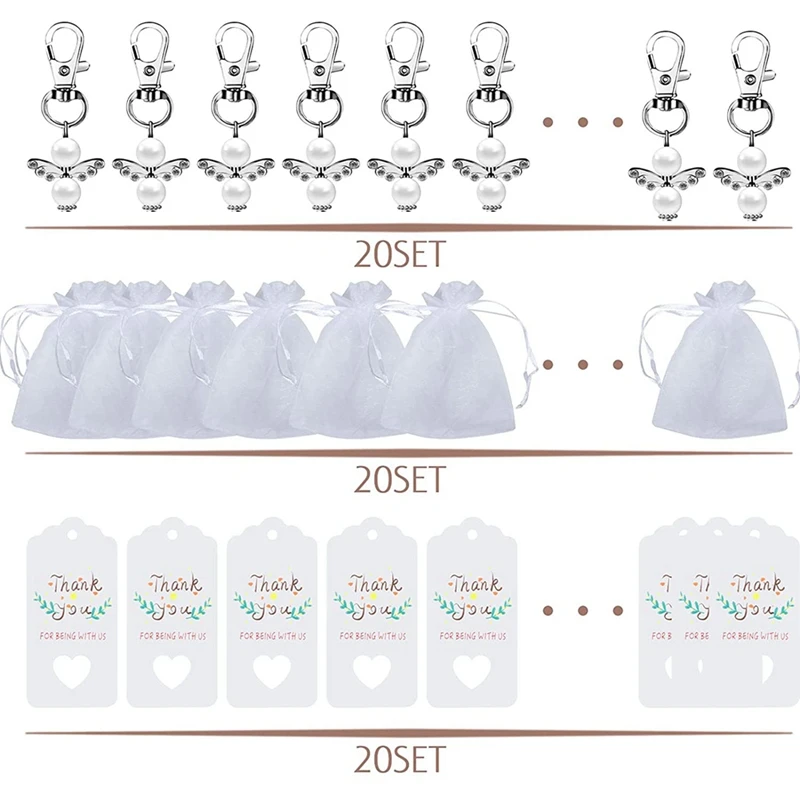 Guardian Angel Keyring,20Pcs Party Favours Christening Wedding For Communion Confirmation Keyring Girls Thank You Gift