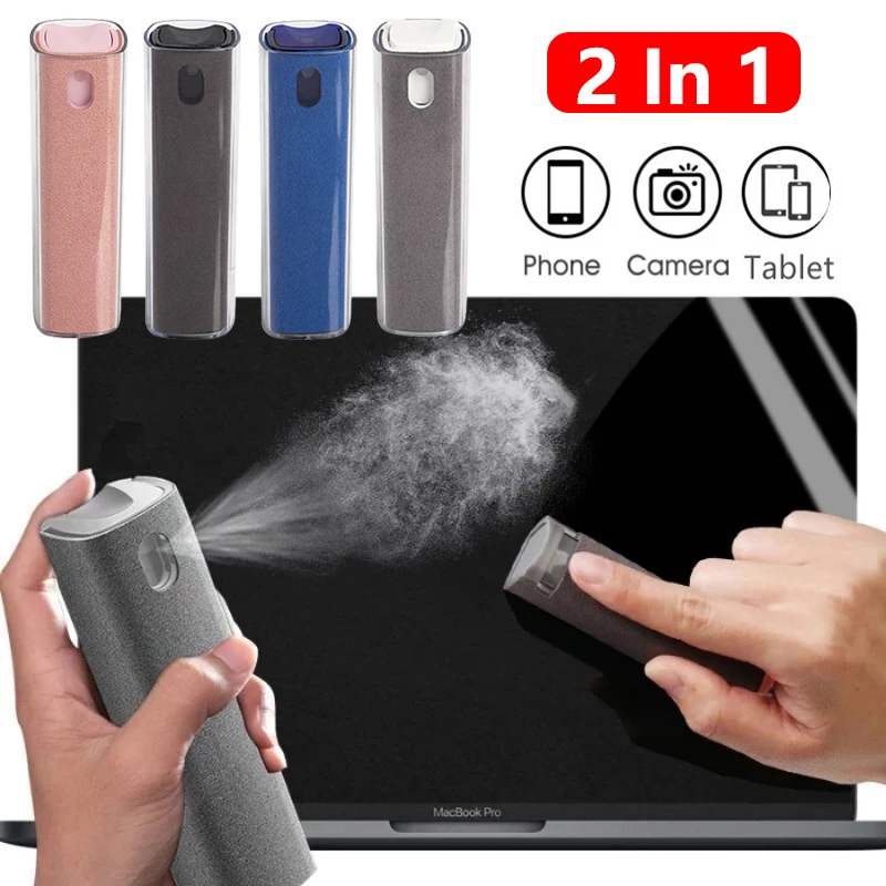 2 In1 Multifunction Microfiber Screen Cleaner Spray Bottle Set For Phone Tablet Latop Cleaning Wipes Cleaner Without Liquid