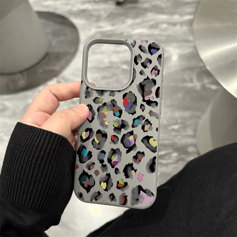 Regenbogen-Leopardenmuster Handyhülle für iPhone 17 16 15 14 13 12 Pro Max 16 15 14 Plus 17 16 15 14 Pro 17Air Silikon Matte Hülle – Detail 9