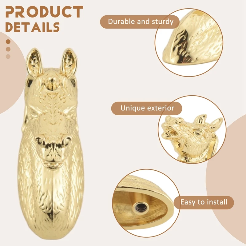 

Ручка шкафа, 2 шт., антикварные дверные ручки, ручка для животных, голова лошади, ручка шкафа из цинкового сплава с винтами (золотая)