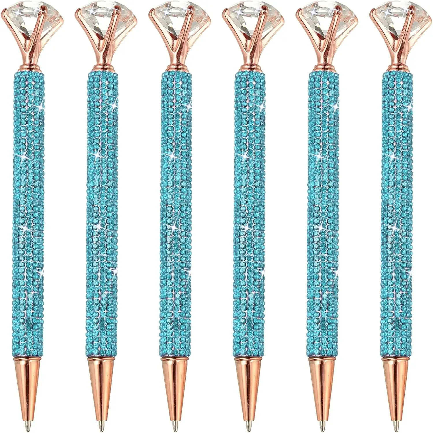 

6Pcs Crystal Diamond Twist Metal Pen Bling 1.0mm Medium Point Black Ink Glitter for Note Taking Journaling