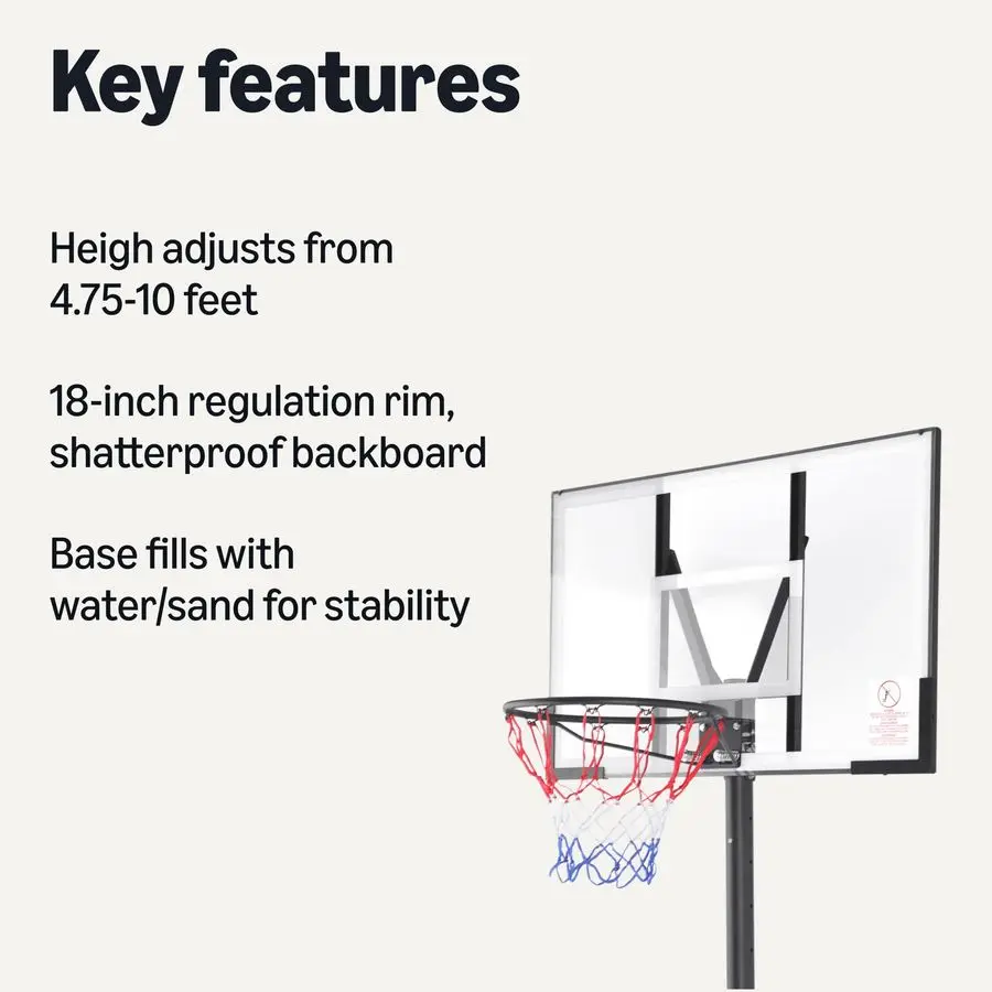 Sistem Ring Basket Portabel Luar Ruangan, Tinggi Dapat Disesuaikan 4.7510 kaki
