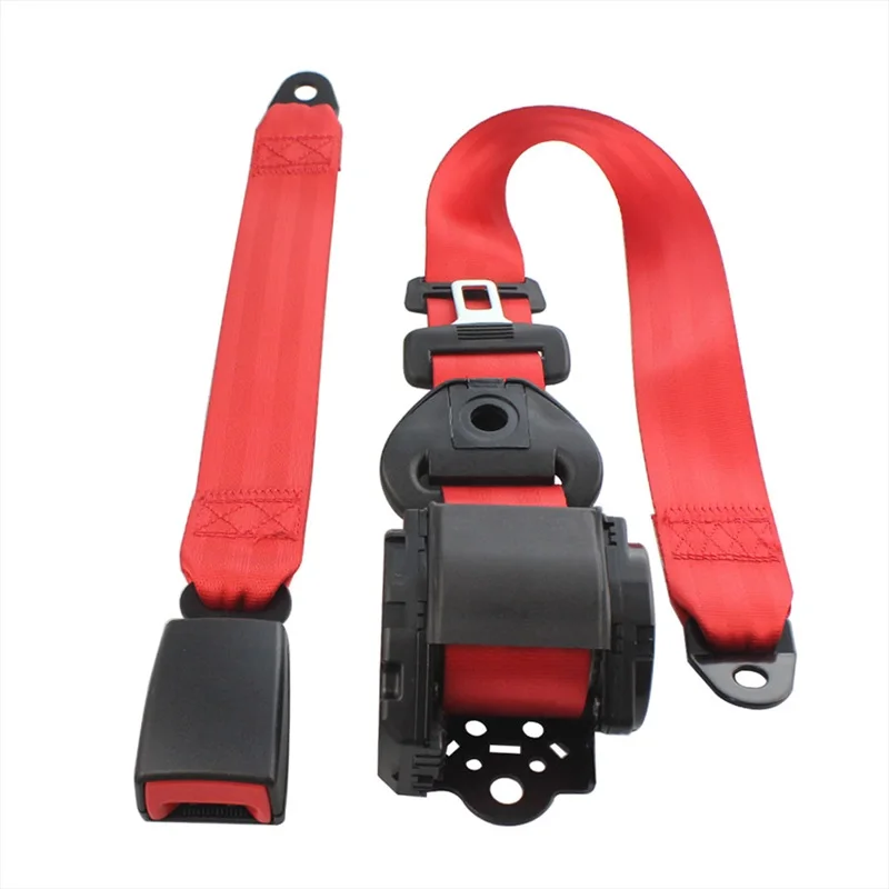 3 Points Adjustable Car Seat Belt High Quality with Black Lap Belt Retractable Safety Strap Set Auto Emergency Lock Red Blue 1pc