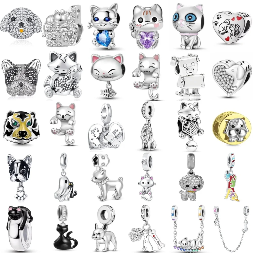 2026 Hot Selling 925 Silver,Cartoon Cute Cat,Dog,Bead Pendan