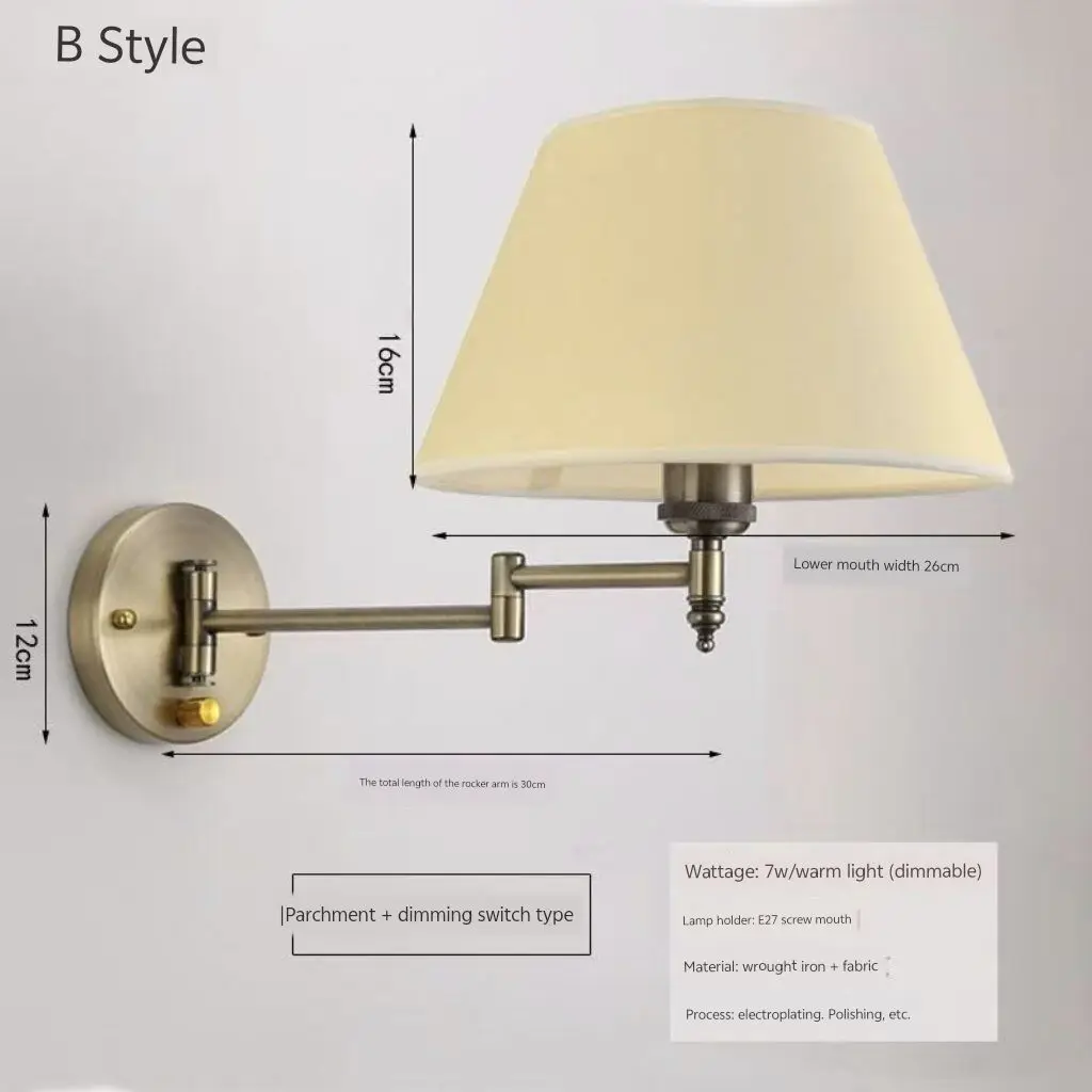 Simple adjustable light wall lamp, folding staircase lamp, creative study lamp, swivel and extendable bedroom wall lamp