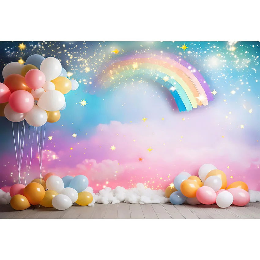 Mehofond Baby Shower Backdrop Pink Sky Colorful Clouds Balloons Girl Cake Smash Party Decor Photography Background Photo Studio