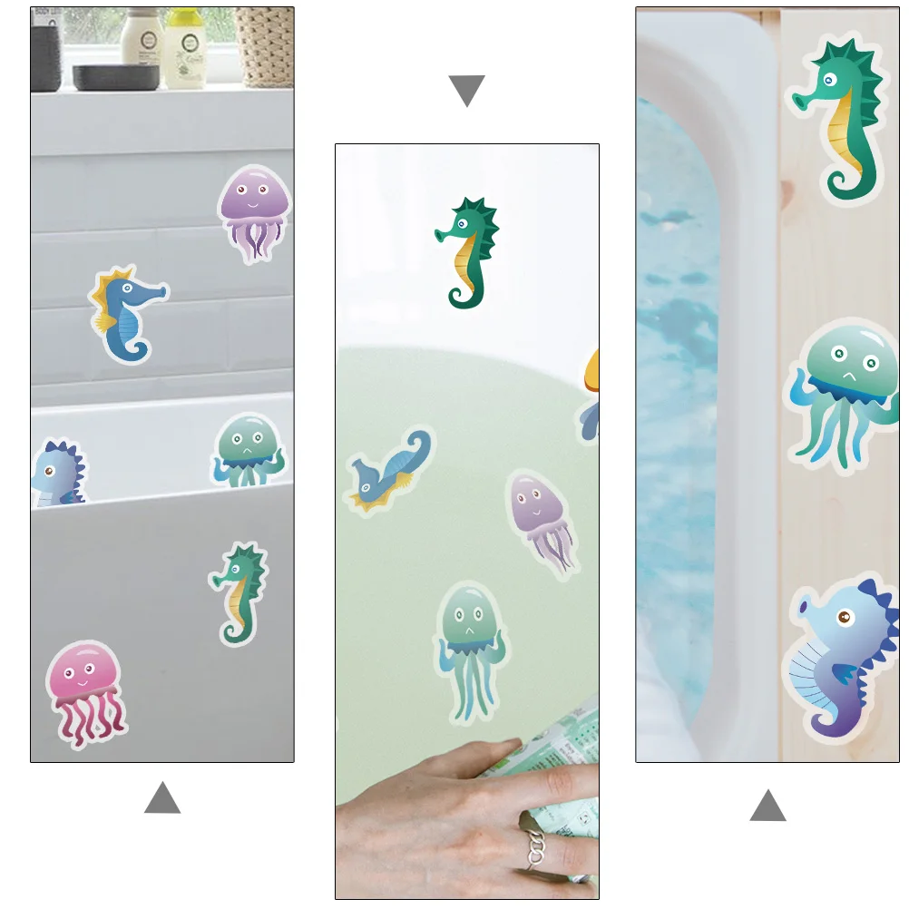 

10pcs Anti Skid Decorative Stickers Cartoon Bathtub Decals Bathroom Waterproof PVC Non Slip Mat Cover Spout Shower Safety