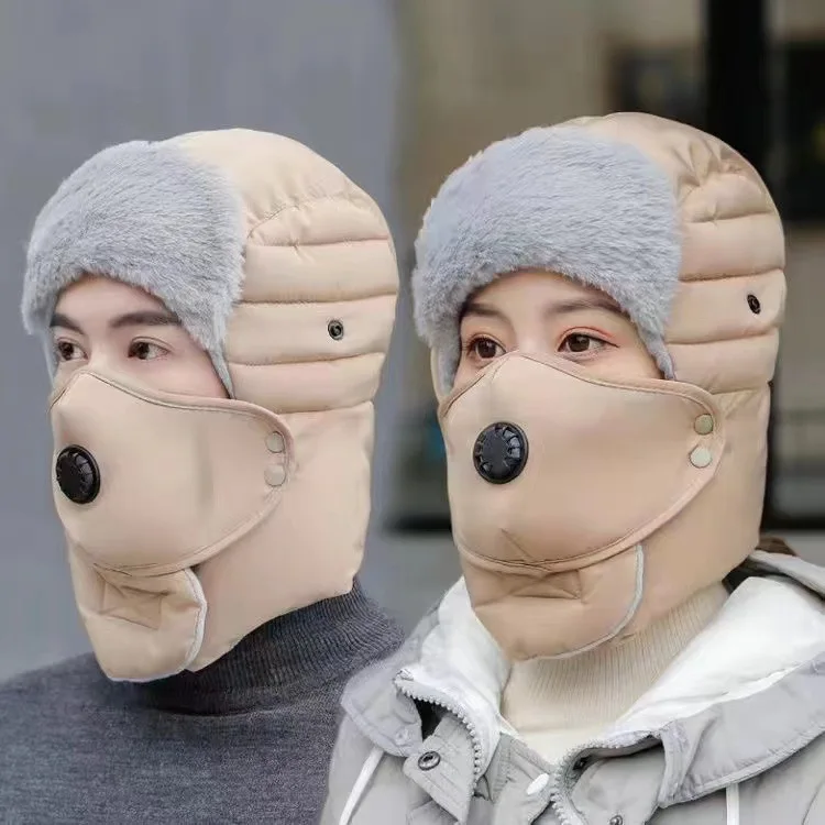 قبعة الصياد الحرارية الشتوية ذات اللون النقي مبطنة بالصوف للتزلج وركوب الدراجات للجنسين في الهواء الطلق وحماية الأذن في الطقس البارد