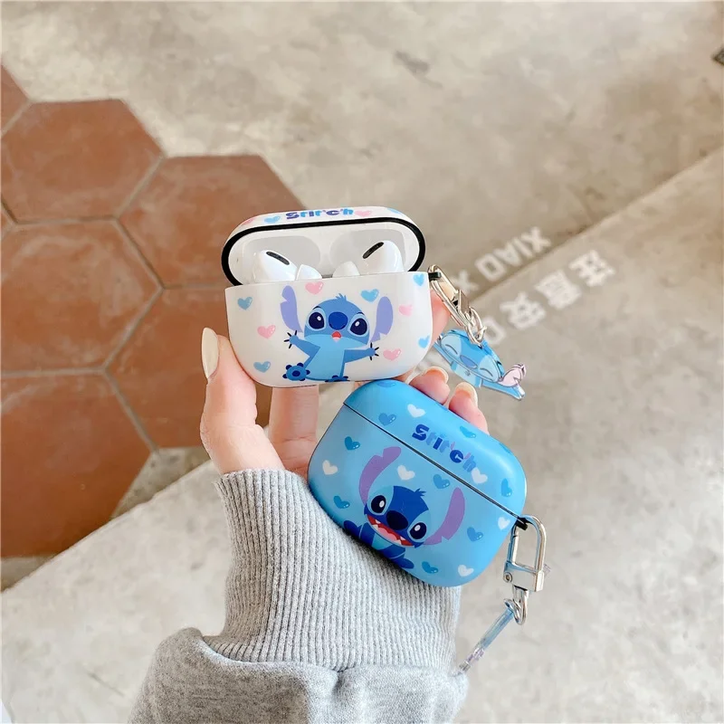 Cartoon Stitch Earphone Case With Keyring For Apple Airpods 1/2/3 Aripods Pro/Pro2 Wireless Bluetooth Headphone Protective Case