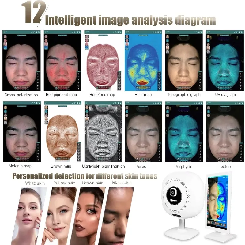 高品質ポータブル顔肌分析スキンモニターアナライザーテスター3Dデジタルスキンアナライザーマシン