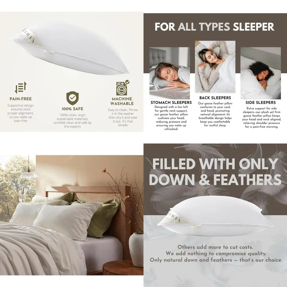 

Набор элитных подушек (2 шт.) с плотностью 1000 нитей, 20x26 дюймов, для сна на боку, спине и животе