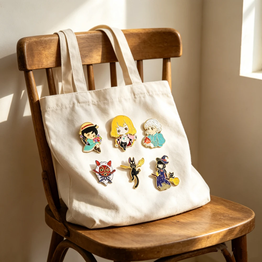6-teiliges Set japanischer Märchenmädchen-Emaille-Anstecker, Fantasy-Anime-Charakter-Metallabzeichen, Dekor-Broschen für Rucksack & Jacke – Detail 4