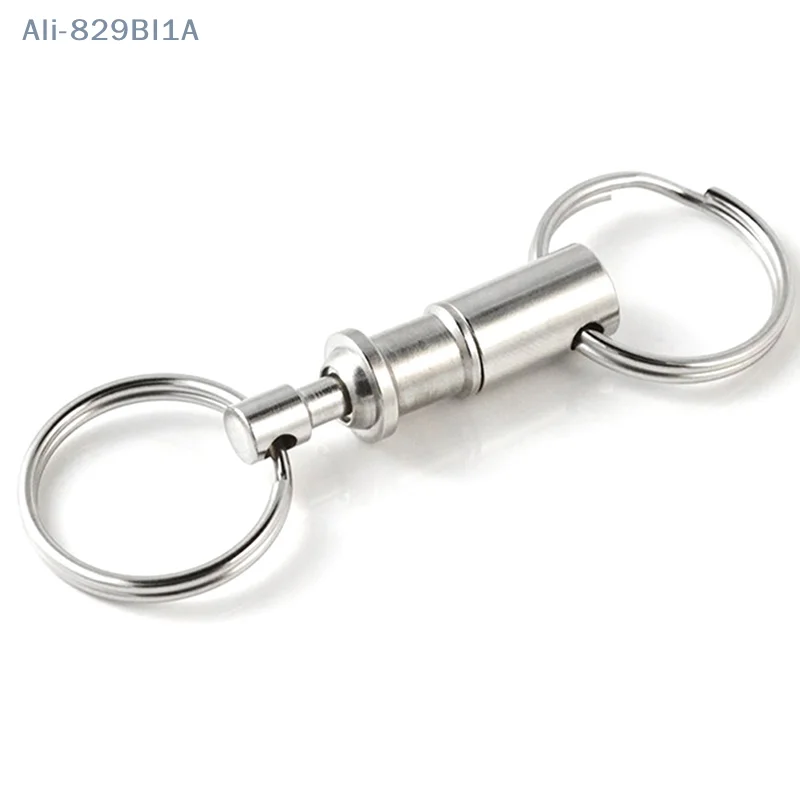 2pcs Removable Keyring Quick Release Keychain Dual Detachable Key Ring Snap Lock Holder Steel Pull-Apart Key Rings