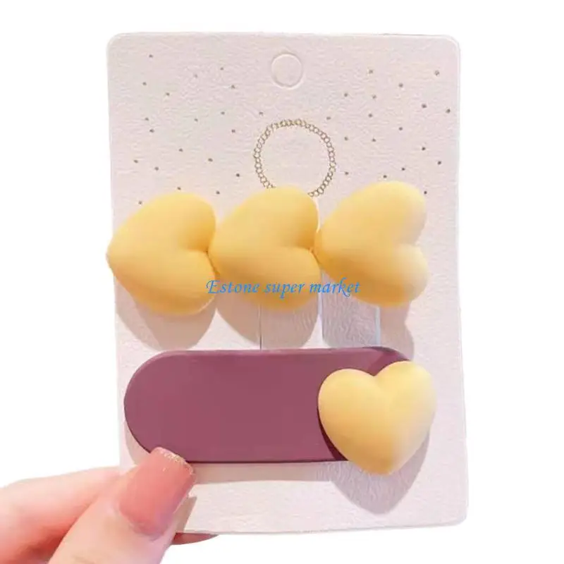 

090B 2pcs Candy Color Heart Hair Clip Children Bow Girls Barrettes Headwear Baby Girls Hairpin Hair Accessories Gift