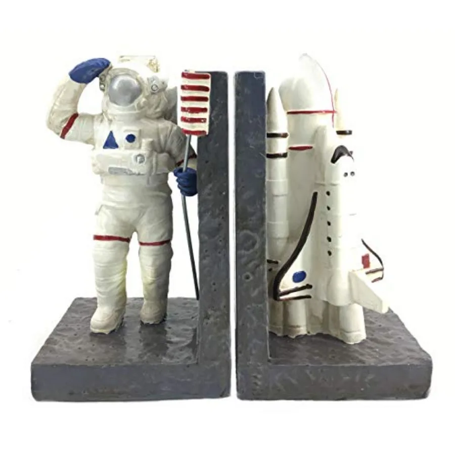 

24650 Decorative Bookends Astronaut Space Rocket Ship Book Ends Stoppers Holders Unique Modern Home Accents 7 Inch Tall