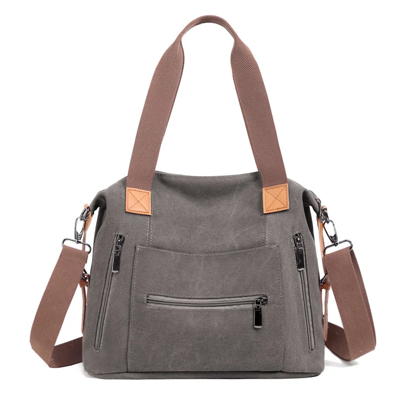 Stylish Women Shoulder Tote Bag Spacious Canvas Crossbody Purse Fashion Trendy Overseas Simple Handbag