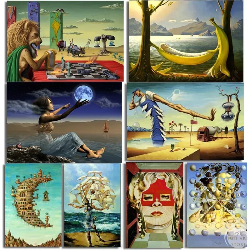 Póster Impreso en Lienzo HD del Pintor Surrealista Clásico Salvador Dalí, Decoración para Sala de Estar, Dormitorio y Hogar