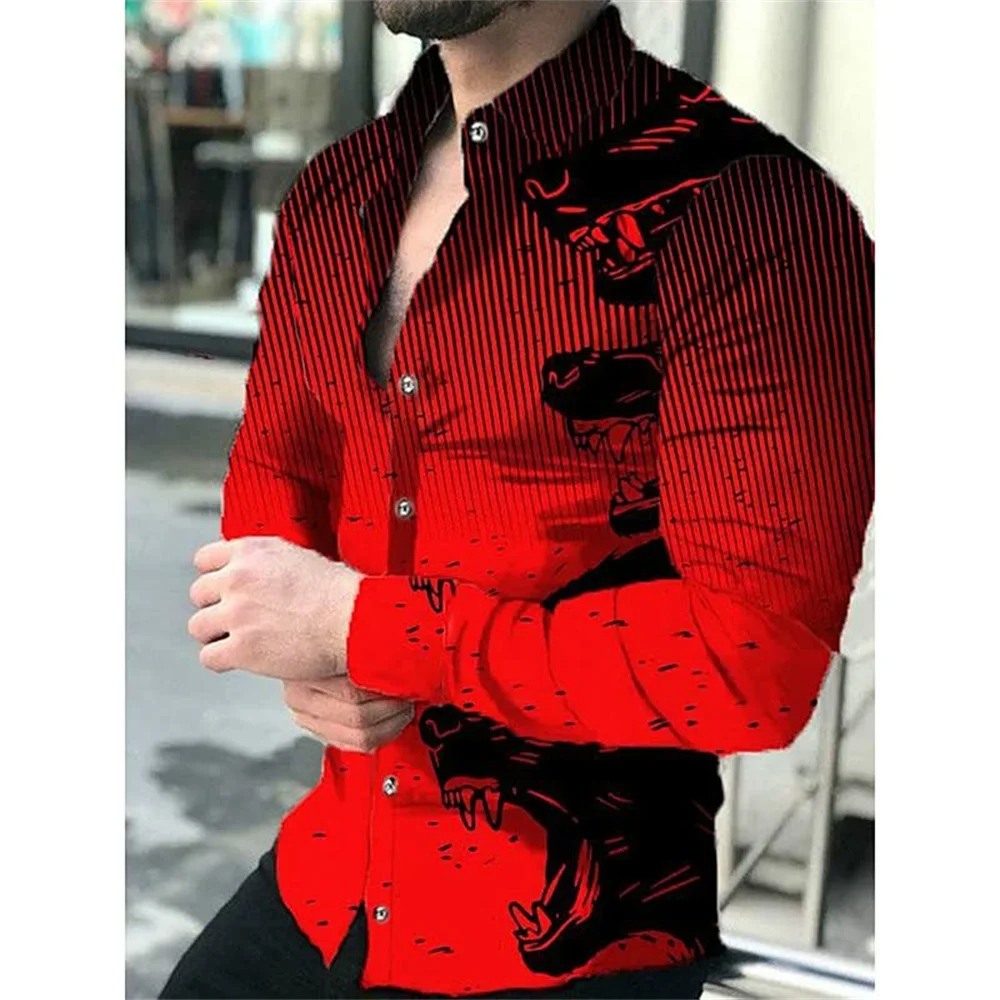 Fashion 3d Personality Floral Shirts For Men Printed Lapel Long Sleeved Shirts Y2k Vintage Casual Slim Women Clothes Tops