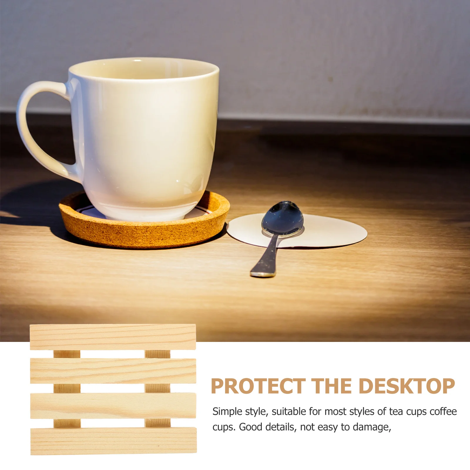 4 قطعة الوقايات كوب خشب الصنوبر مقاومة للاهتراء منصات الشراب للمنزل المطبخ طاولة طعام كوب شاي خشبي الحصير الوقايات #5