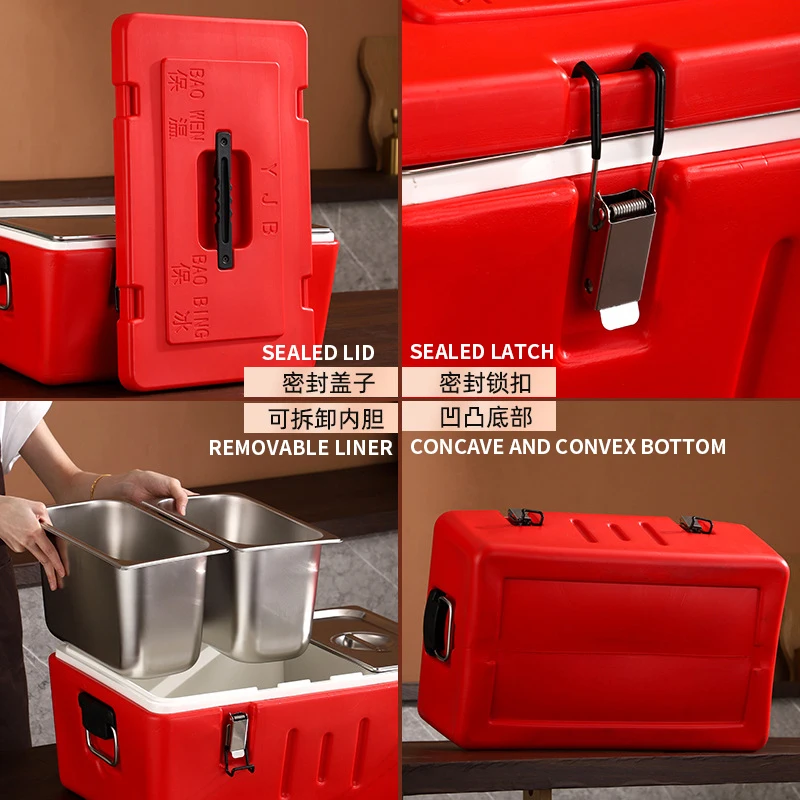 1/2/3/4 خزانات معزولة الغذاء عموم الناقل تكويم المطاعم صندوق ساخن مع مقالي من الفولاذ المقاوم للصدأ جهاز تسخين الطعام لمطعم مقصف